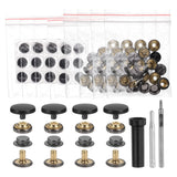 24Set Leather Snap Fasteners Kit 17mm Metal Snap with 3 Setter Tools Black Model