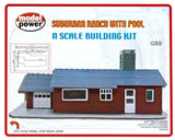 SUBURBAN RANCH HOUSE with SWIMMING POOL KIT 'N' Scale Model Power New 1588 Model
