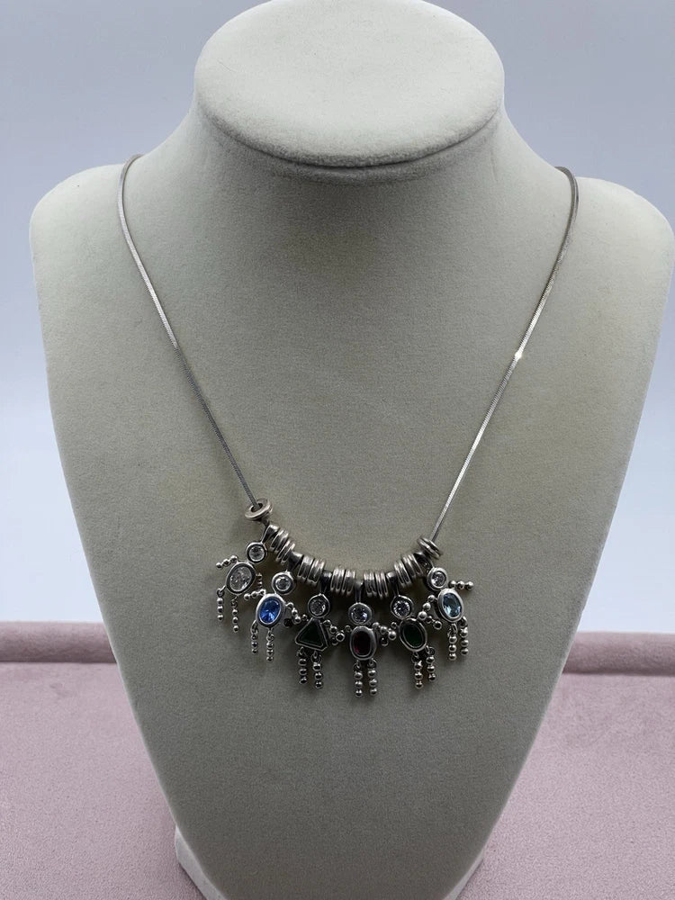 925 Italy Box Chain With 6 Birthstone Children Charms 24¡± Chain Charms