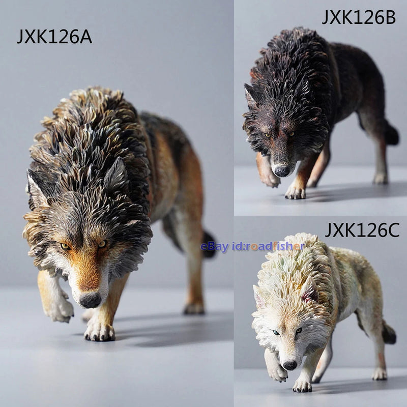 JXK 1/6 North American Gray Wolf Model Animal Figure Collector Painted Gift Model