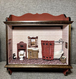 VTG Artisan Room Box Dollhouse Miniature Rustic Cabin Bear Bathroom NOS Walnut Model