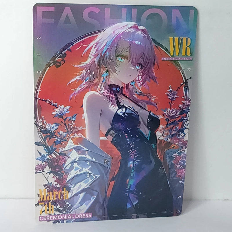 March 7th Holo Fashion WR Waifu Card Anime Girl Wall Art Oversized Board A5 Model