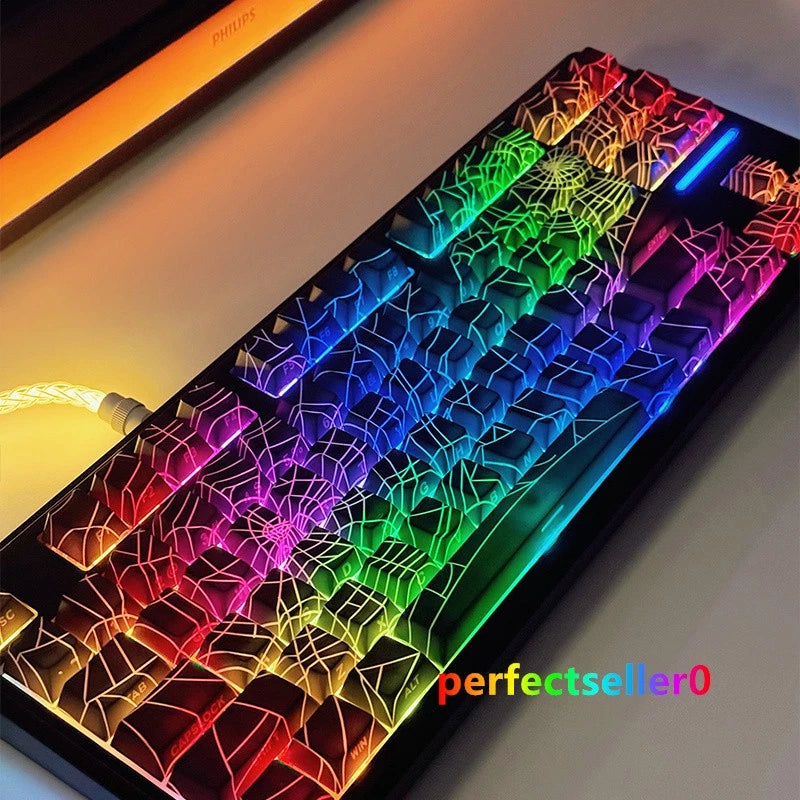 Spider Web Keycap Cherry MX PBT Side Engraved 120+ Keys For Mechanical Keypad Model