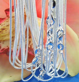 925 sterling solid Silver lots 10PCS 1mm snake chain Necklace 16-30inch Charms