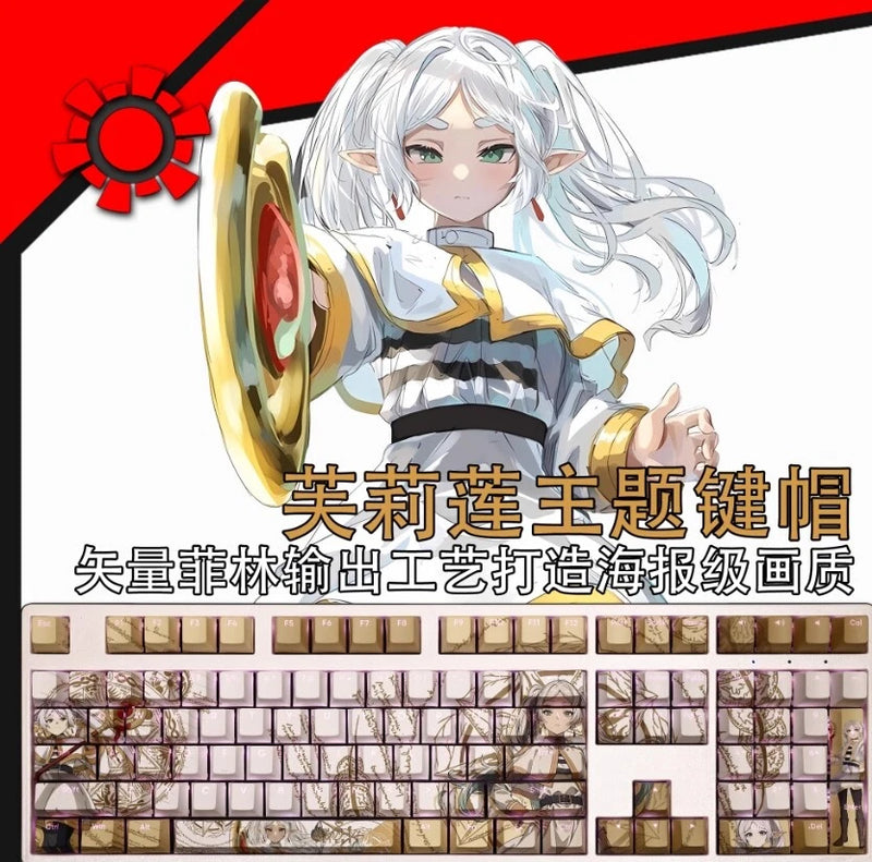 Anime Frieren Theme Keycaps PBT 108 Keys Translucent RGB For Cherry MX Keyboard Model