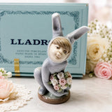 Lladro Bunny Rabbit Boy Figurine with Flowers Porcelain Spain #5091 Retired Model