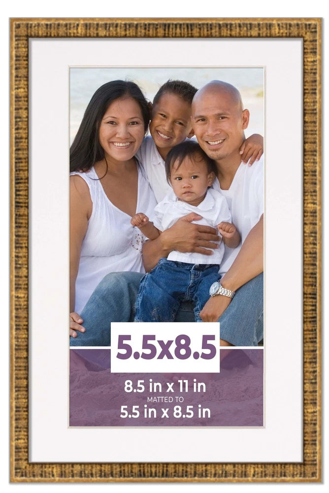 5.5x8.5 Frame Gold With White Picture Mat For 5.5x8.5 Photo - Gold 8.5x11 Frame Model