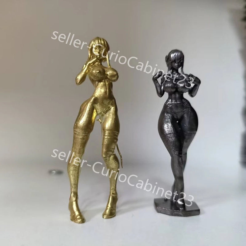 Solid Brass Anime Statue Sexy Alluring Woman Figure Tabletop Decor Model