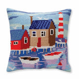 CdA stamped cross stitch kit cushion "Serene harbor " 5388, 40x40cm, DIY Model
