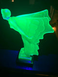 Art Deco 1930s H. Hoffmann "Flying Lady" Hood Ornament ¨C Butterfly Blue Uranium Model