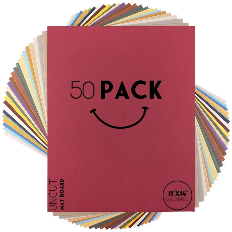 Pack of 50, Uncut 11x14 Mat (Set 50), Assorted Model