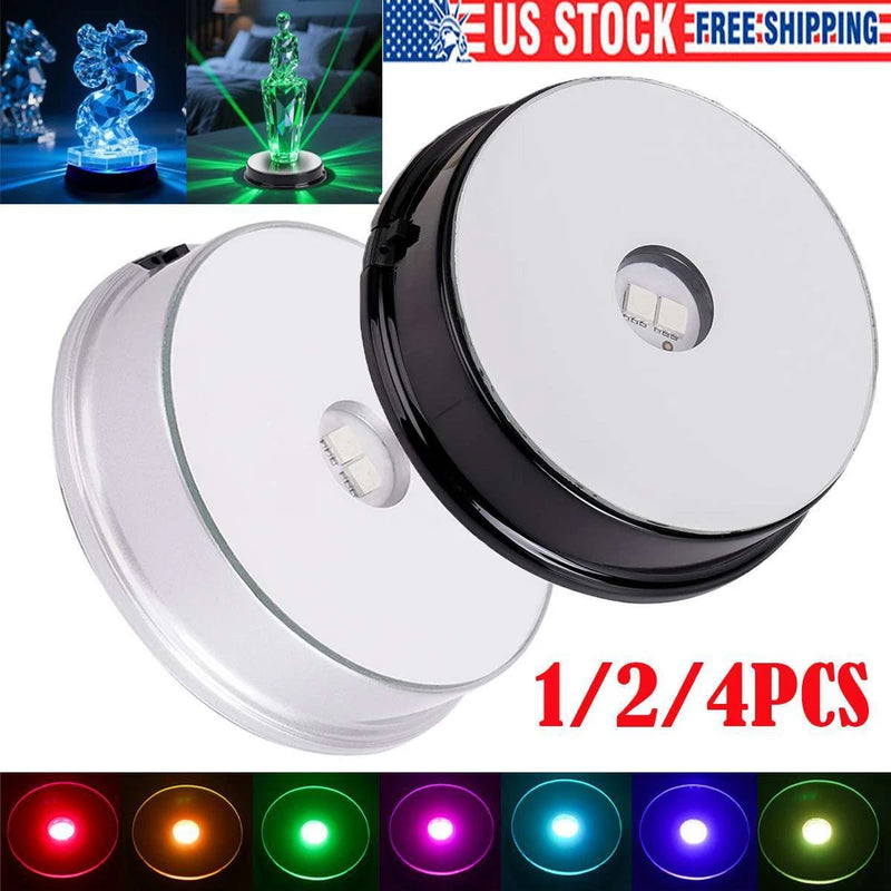 LED Light Display Base Stand 7 Color Lamp Holder Crystal Glass Art Figure NEW Model