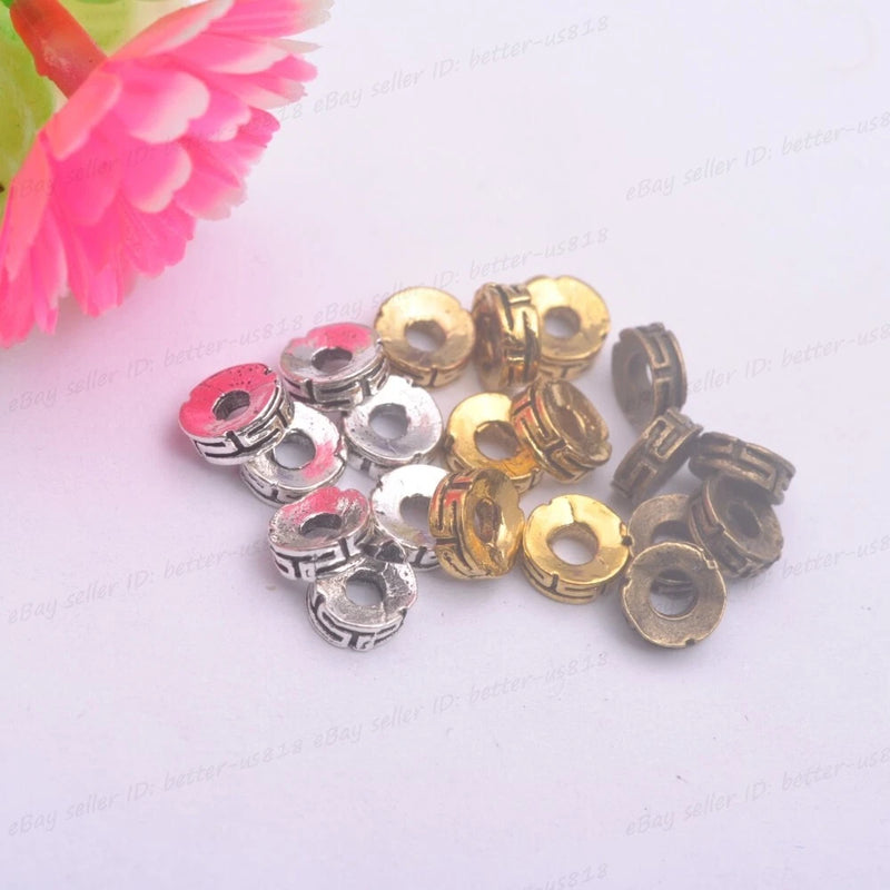 100Pcs Tibetan Silver Round Loose Charms Spacer Beads 6MM Jewelry Findings A3170 Charms