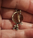 Vintage 1" Sterling Silver Gold Crystal Globe Moveable Spinning Charm Charms
