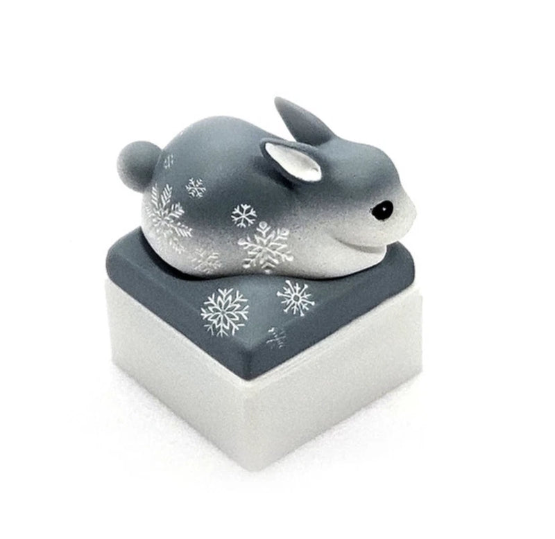 Gray Bunny Artisan Handmade Custom Keycap for Mechanical Keyboards MX-Compatible Model