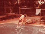 Vintage Photo 1970's Snapshot Man Diving into Swimming Pool Diving Board Model