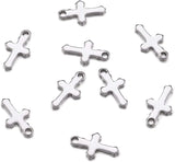 KISSITTY 100Pcs 304 Stainless Steel TINY Size Solid Polished Cross Pendant Cross Charms