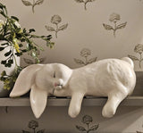 Vintage Sleeping Bunny Rabbit Shelf Sitter Ceramic Mantel Display White Model