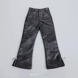 1/6 Male Flared Leather Zipper Pants For Action Figure Soldier Model Model