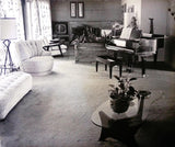 Vintage Art Board Photograph MidCentury Living Room with Grand Piano and TV Model