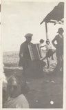 Vintage 1920s Photo Man Playing Accordion Beach Kids See Saw Board Snapshot Model