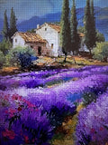 Printed Cross Stitch Lavender Field House 11ct 40x40cm 25 Colors Toolkit ProjBag Model