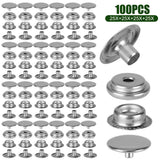 100X Snap Fastener Kit Stainless Steel Boat Canvas Screw Press Stud Cover Button Model