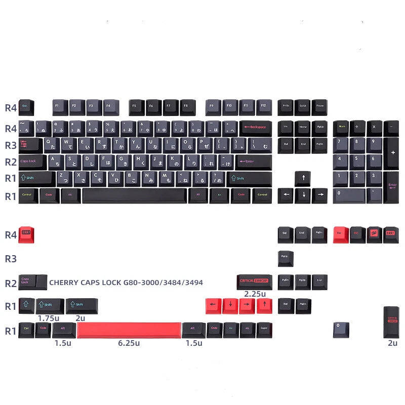 Dracula Theme Keycap Cherry Profile 138 Key for 61/64/68/87/96/980/104/108 Model