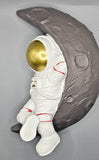 Astronaut on Moon Figurine ? Space Decor Sculpture ? Cosmic Collector Display ? Model