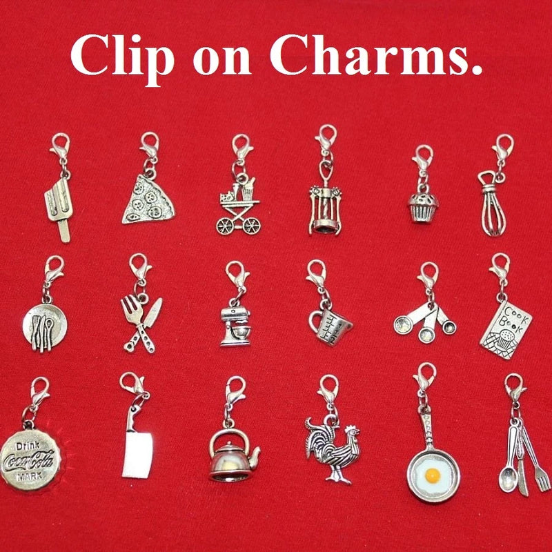 Kitchen Charms with Lobster Clasp for Bracelet, Key Chain or Purse Decor. Charms