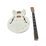DIY Electric Guitar Kit Mahogany Neck&Body Semi Hollow Set in Unfinished Model