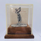 Pewter Trophy golfer statue golfer of the year plexiglass case Desk Top Display Model