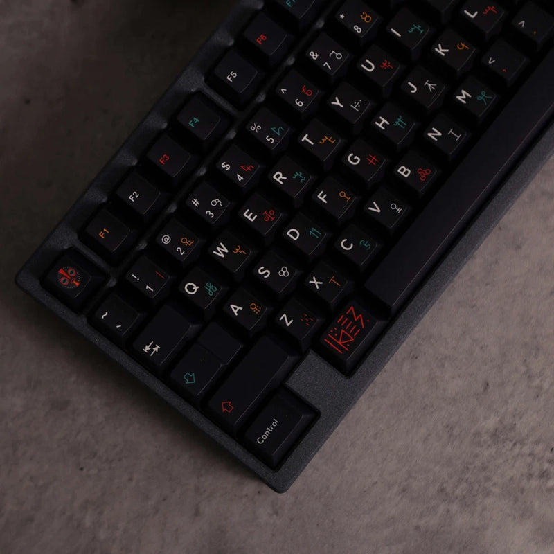 Black CYL Tribal Keycap Set Copy Cherry Profile Dye Subs PBT Keycap Set Model