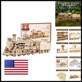 ROKR 3D Wooden Puzzle Mechanical Train Model Kit 1:80 Scale MC501-Prime Steam Model