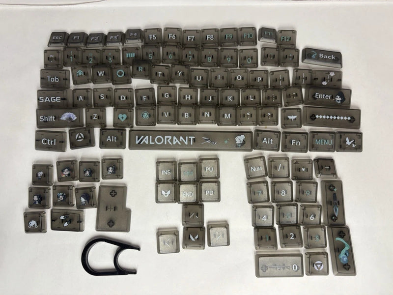 Valorant Agent Sage Themed Translucent Plastic Keycaps Black/Gray English QWERTY Model
