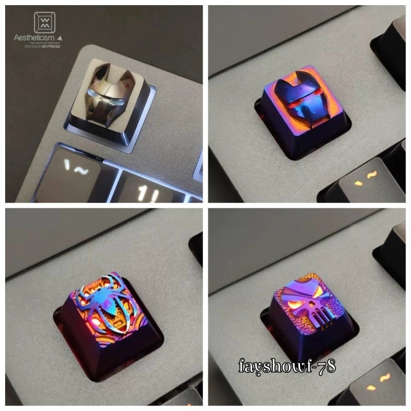1PC Personalized Iron Man Titanium Alloy Keycap ESC Key Cap Gift For MX Keyboard Model