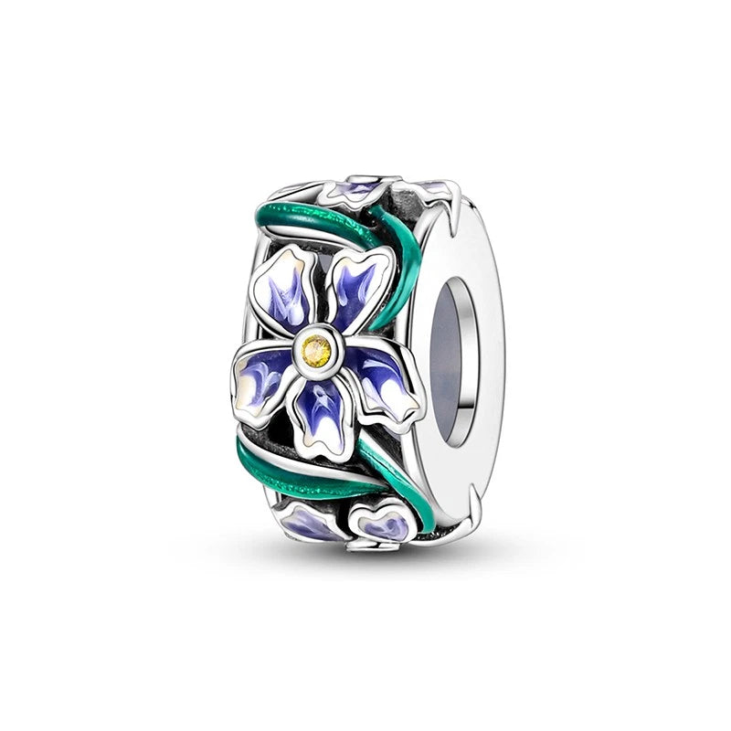 MULA European 925 Sterling Silver Iris Bead Charm Space CZ For Women Bracelet Charms