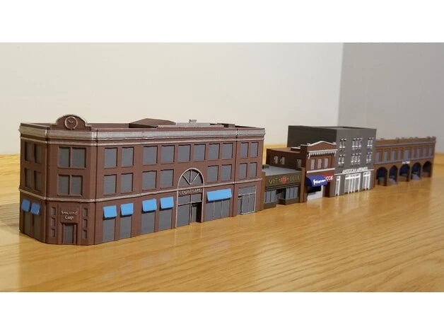 "City Block" (5) pc Urban Town Buildings Set - N Scale 1:160 - No Assembly Model