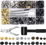 Alritz 120 Set Leather Snap Fasteners Kit with Hammer Puncher, 12.5mm Metal Butt Model
