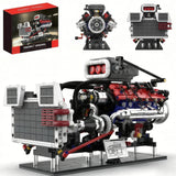 V8 Supercharged Engine Model Set,MOC 8-Cylinder Car Motor Engine Building Kit... Model