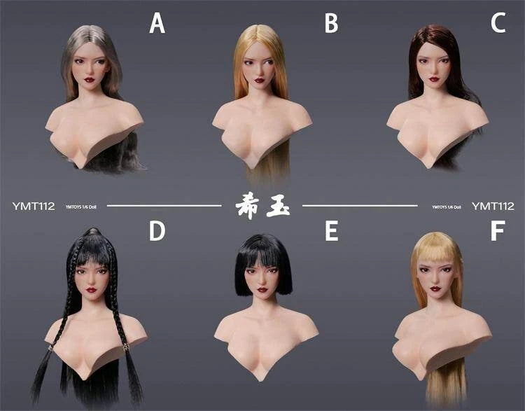 YMTOYS YMT112 1/6 Female Pale Moveable Eyes Beauty Girl Head Sculpt F 12"Figure Model