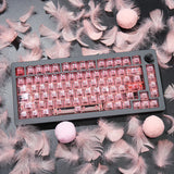 PC UV-print Jade Green/Agate Pink Transparent Keycaps Cherry Profile for MX Model