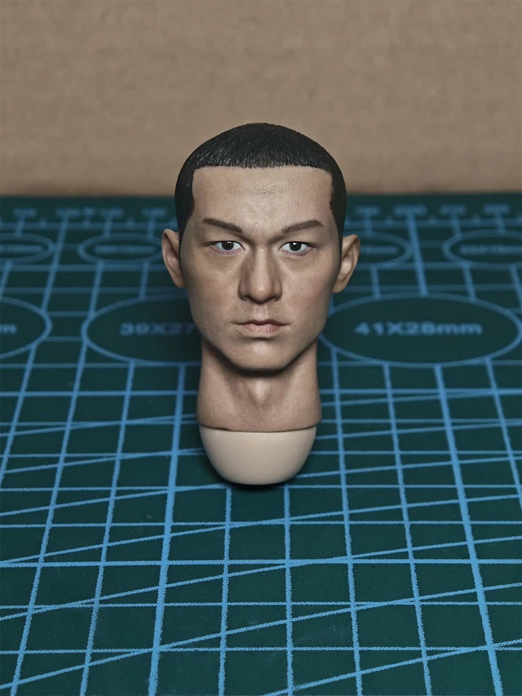 1/6 Painted Asian Handsome Guy Head Carving Sculpt Model Toys Model