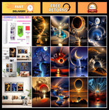 12 Pack 5D Diamond Painting Kits for Adults | Sunset Landscape DIY Art Set, Home Model