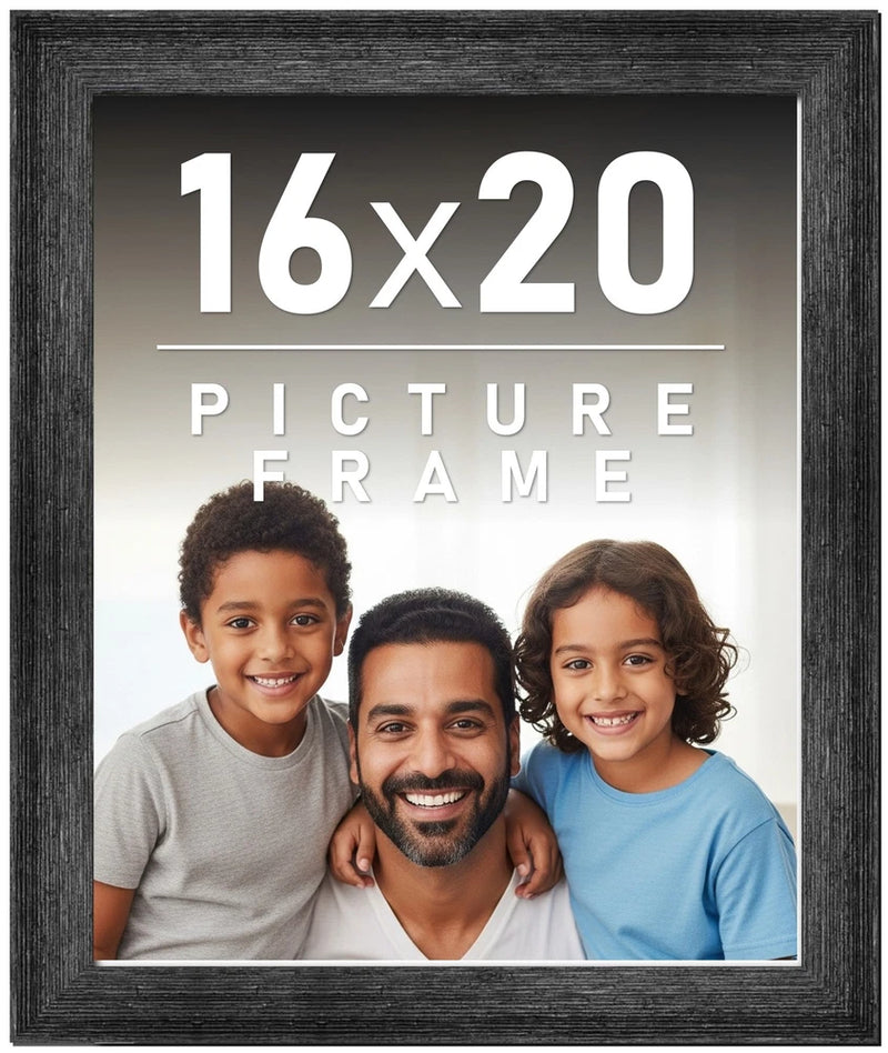 16x20 Frame Black Barnwood Picture Frame Photo Frame UV Acrylic, Acid Free Model
