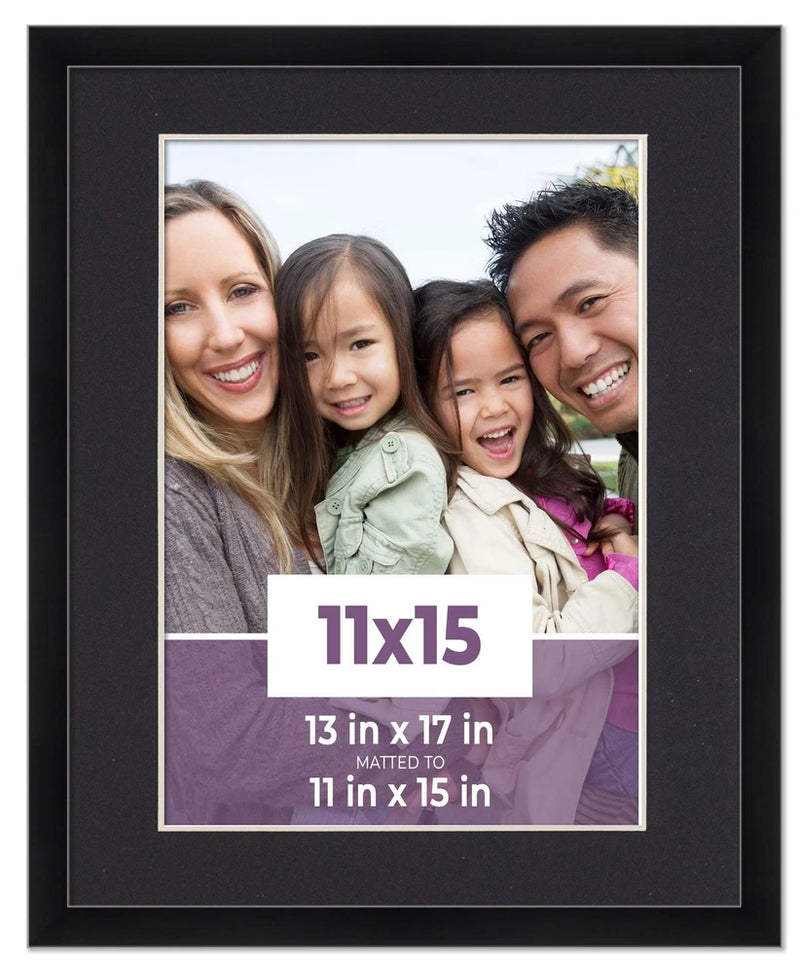 11x15 Frame Black With Black Picture Mat For 11x15 Photo - Black 13x17 Frame To Model