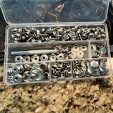 Silver Metal Round Snap Button Kit Assorted Pack w/ Storage Organizer Case Model