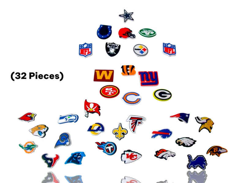 (Set of All 32 NFL Teams) Football Logo Shoe Charms for Crocs Sandals Rubber New Charms
