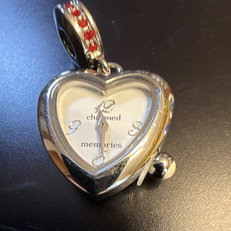 Charmed Memories Silver/Red Heart Charm Pendant Crystal Love Theme Charms
