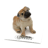 Little Critterz Dog - Pug "Button" Home Decor - Miniature Porcelain Figurine Model